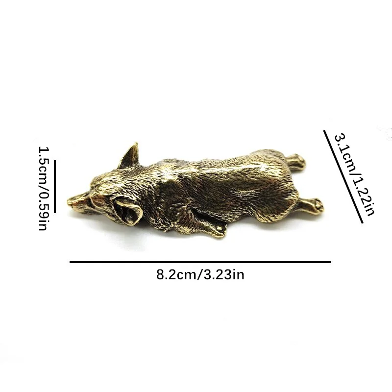 Solid Brass Hyena Figurine Miniature Office Desktop Tea Pet Ornament Vintage Animal Dog Statue Crafts Collection Home Decoration - view 6