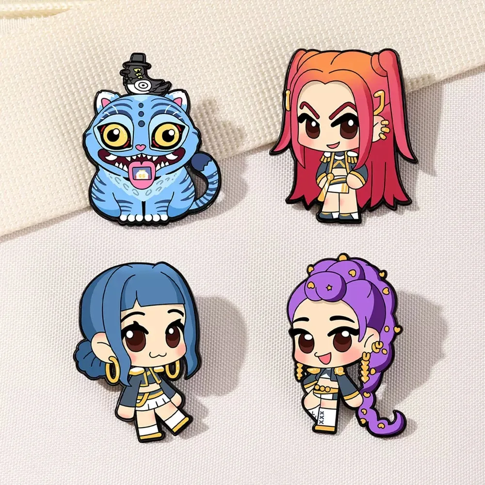 He Ye Demon Hunting Girl Cartoon Metal Creative Clothing Hat Bag Accessories Gift image 4