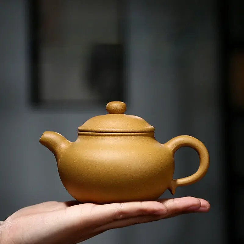 China Yixing Zisha Pottery Gold Section Clay Handmade 250cc Mesh Teapot