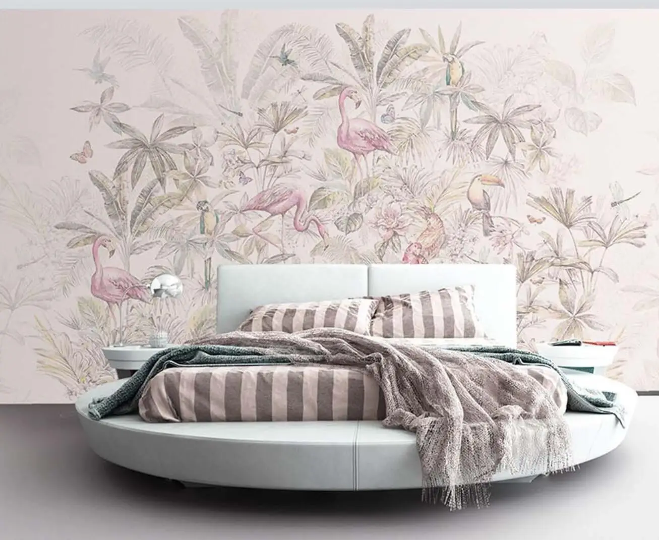 

Custom wallpaper mural hand painted romantic pink flowers and birds background wall bedroom background wall papel de parede