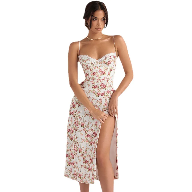 Sexy n Blumendruck ter Dr Damenrock Ele Bal Gown Cross-Border New Sle Summer Faion
