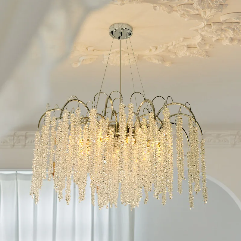 Modern French Luxury Crystal Chandelier For Restaurant Villa Living Room Bedroom Pendent Lamps Indoor Lighting Hanging Fixtures