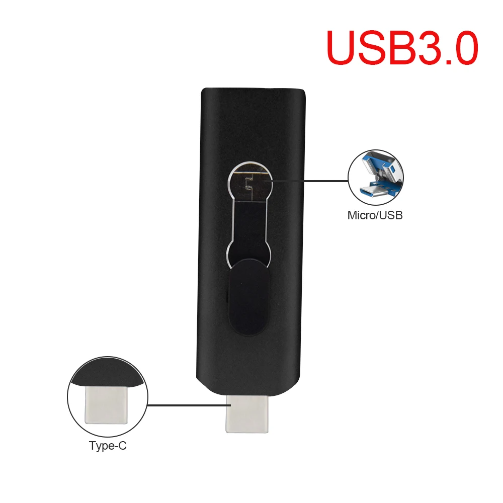 USB 3.0 Ổ Đĩa Flash 3 Trong 1 Pendrive 64GB 128GB Ổ Bút Cho Loại C Android 8GB 16GB 32GB 256GB Lưu Trữ Ngoài Tùy Chỉnh Logo