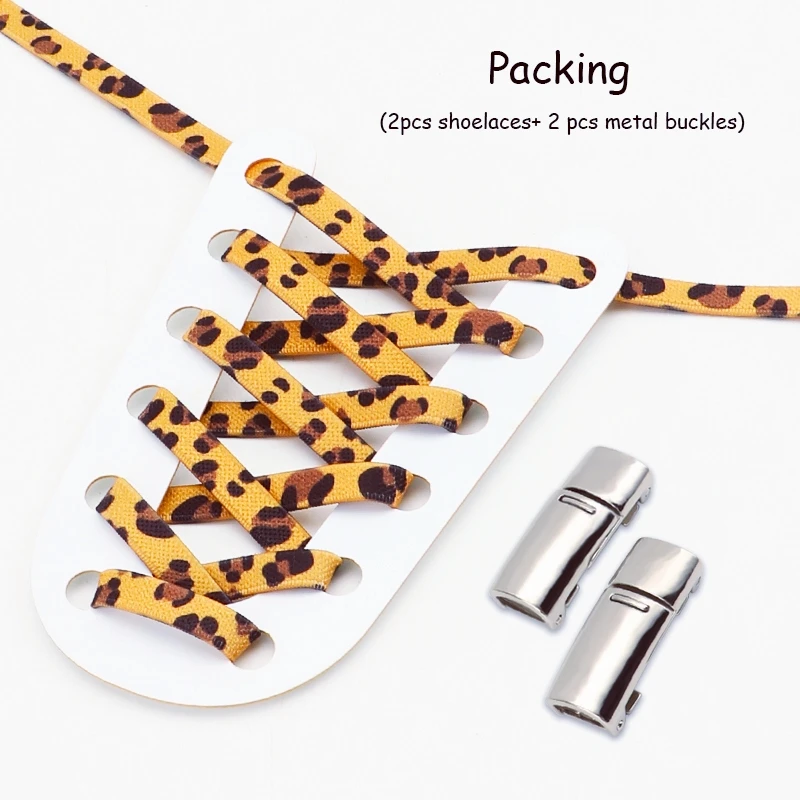 

1 Pair Magnetic Buckle Animal Pattern Elastic Shoelaces Sneakers No Tie Shoelaces Fashion Tiger/Snake/Leopard Print Shoelaces