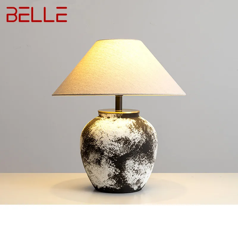 BELLE-Cerâmica Nórdica Candeeiro de Mesa LED, Arte Moderna, Sala de Estar, Estudo, Latão Original, Iluminação de Mesa