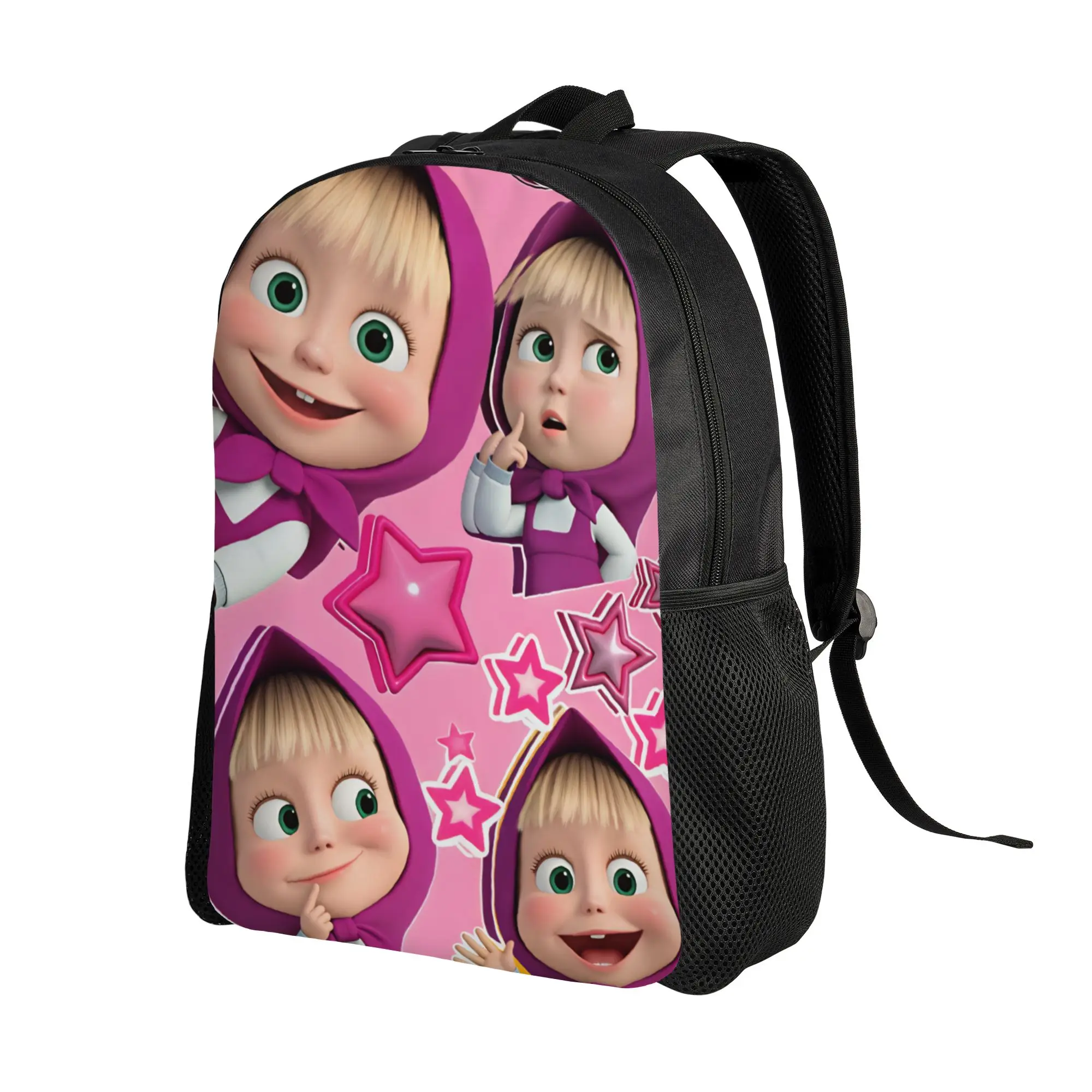 M-Masha and The Bears Backpack  Student Polyester University Backpacks Big Kawaii High School Bags Rucksack