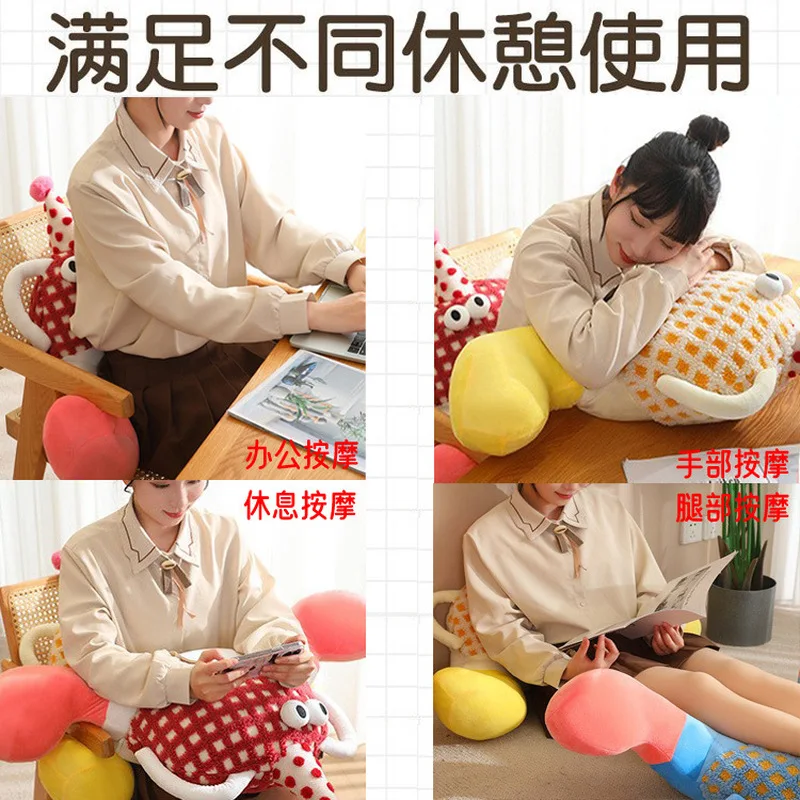 Dopamine Little Monster Massage Plush Pillow Soft Stuffed Doll Office Nap Backrest Cushion Cute Gift for Men Women Friends