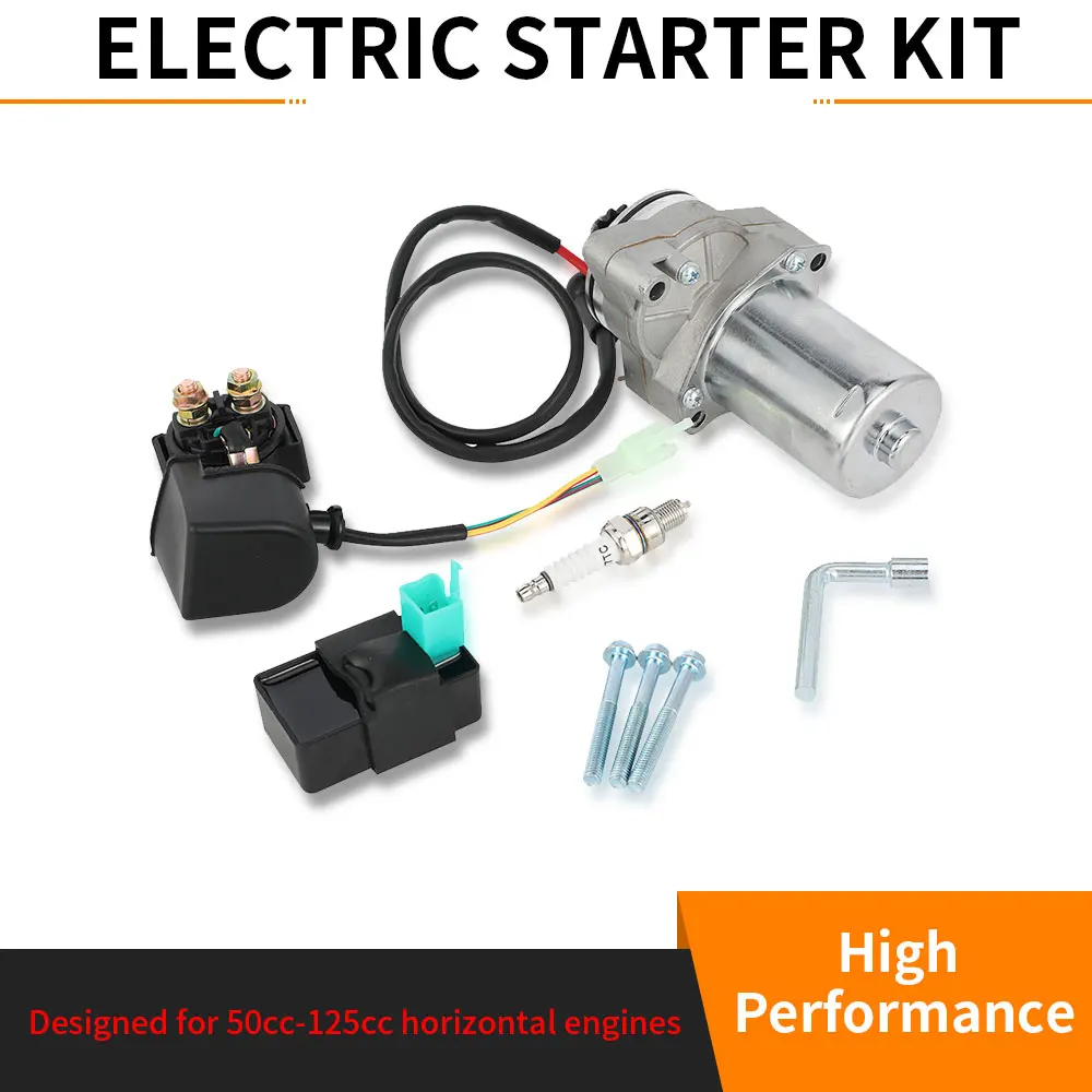 Motocross Electric Starter Kit for Horizontal Engines 50cc 70cc 90cc 110cc 125cc ATV Dirt Bike and Go-Kart accessories