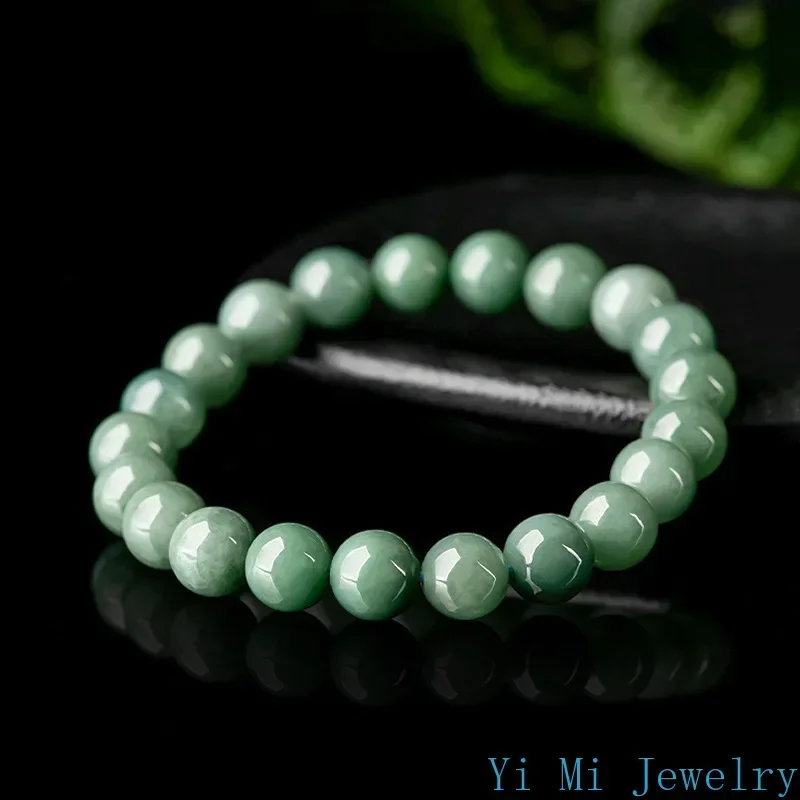 

Burmese Jade Bead Bracelets Accessories Charm Gift Green Man Gemstone Jadeite Amulet Women Amulets Real Fashion Natural Jewelry