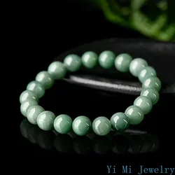 Birmanês Jade Bead Pulseiras para Homens e Mulheres, Charm Gift, Gemstone Verde, Amuleto Jadeite, Moda Real, Jóias Naturais, Acessórios