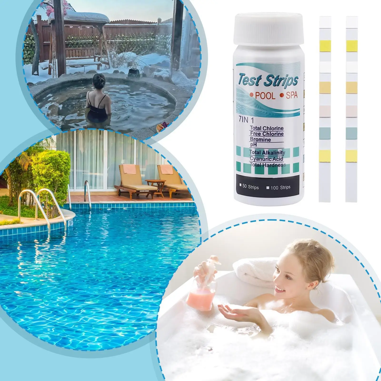 100pcs/set Pool Test Strips Accurate Aquarium Testing Kit Long Lasting Multifunctional Quick Results Testing Paper Set For Pool
