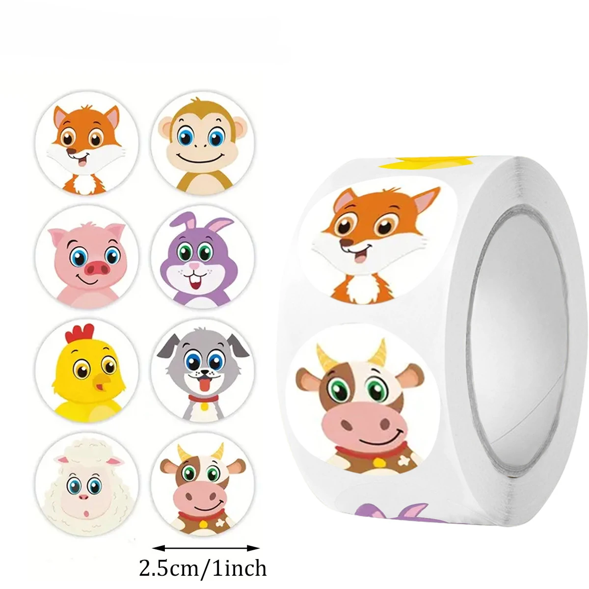 500 stks/rol Kawaii Cartoon Dieren Stickers Grappig Kid Decoratie Decals DIY Laptop Bagage Fiets Leuke Seal Label Sticker Speelgoed Gift