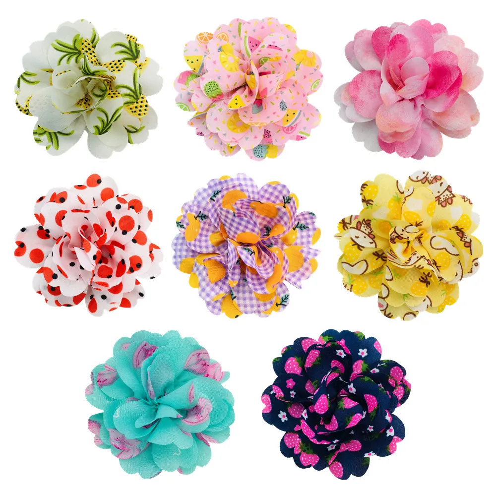 

300 шт. 7 см новый цифровой ситцевый рулон цветок ручной работы роза хризантема лотос головные уборы одежда аксессуары для домашних животных оптовая продажа