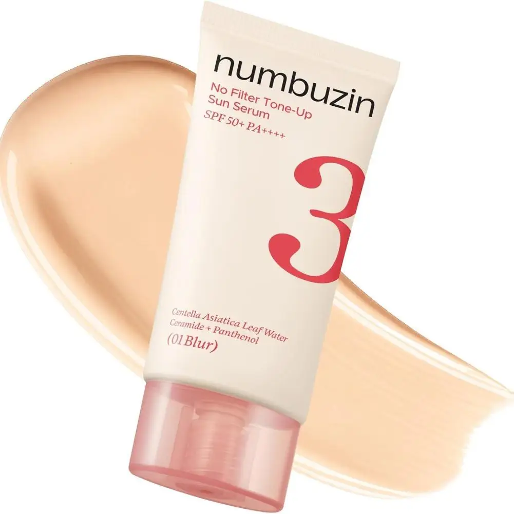 Numbuzin No.3 SPF50+ PA++++ Anti-Sun Serum,UV Protection Sunscreen Tone‑Up Evens Skin Tone Primer Face Makeup Korean Skin Care