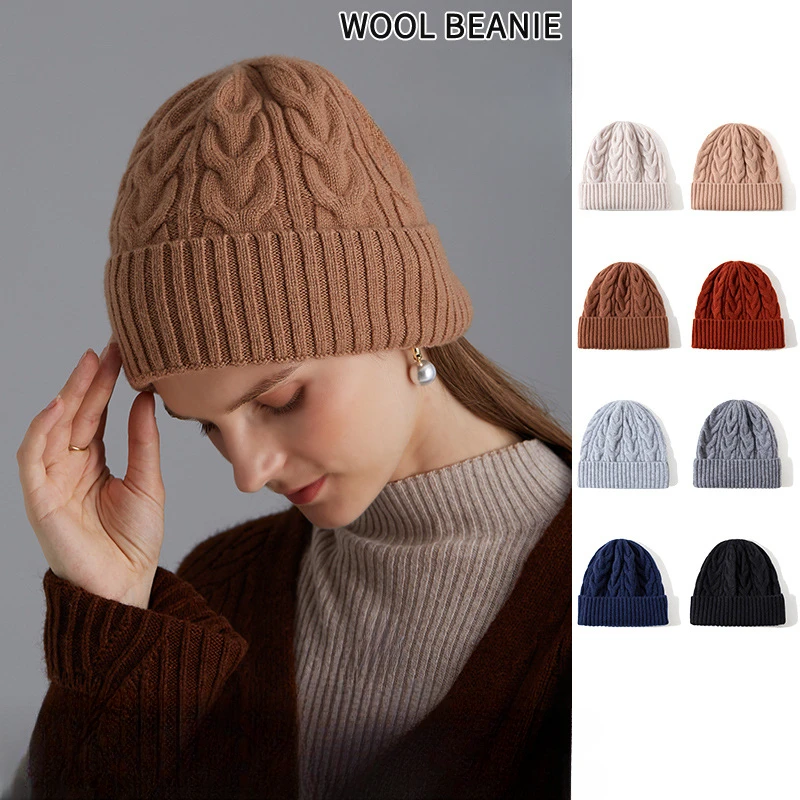 

Зимняя новая вязаная шапка большого размера для мужчин и женщин, теплая кашемировая шерстяная толстая шапка-бини