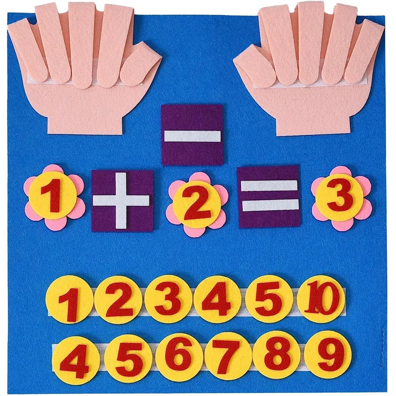 2PCS Kindergarten Felt Finger Math Busy Board Montessori Educational Learning Kids Toy Preschool Manipulatives for Classroom