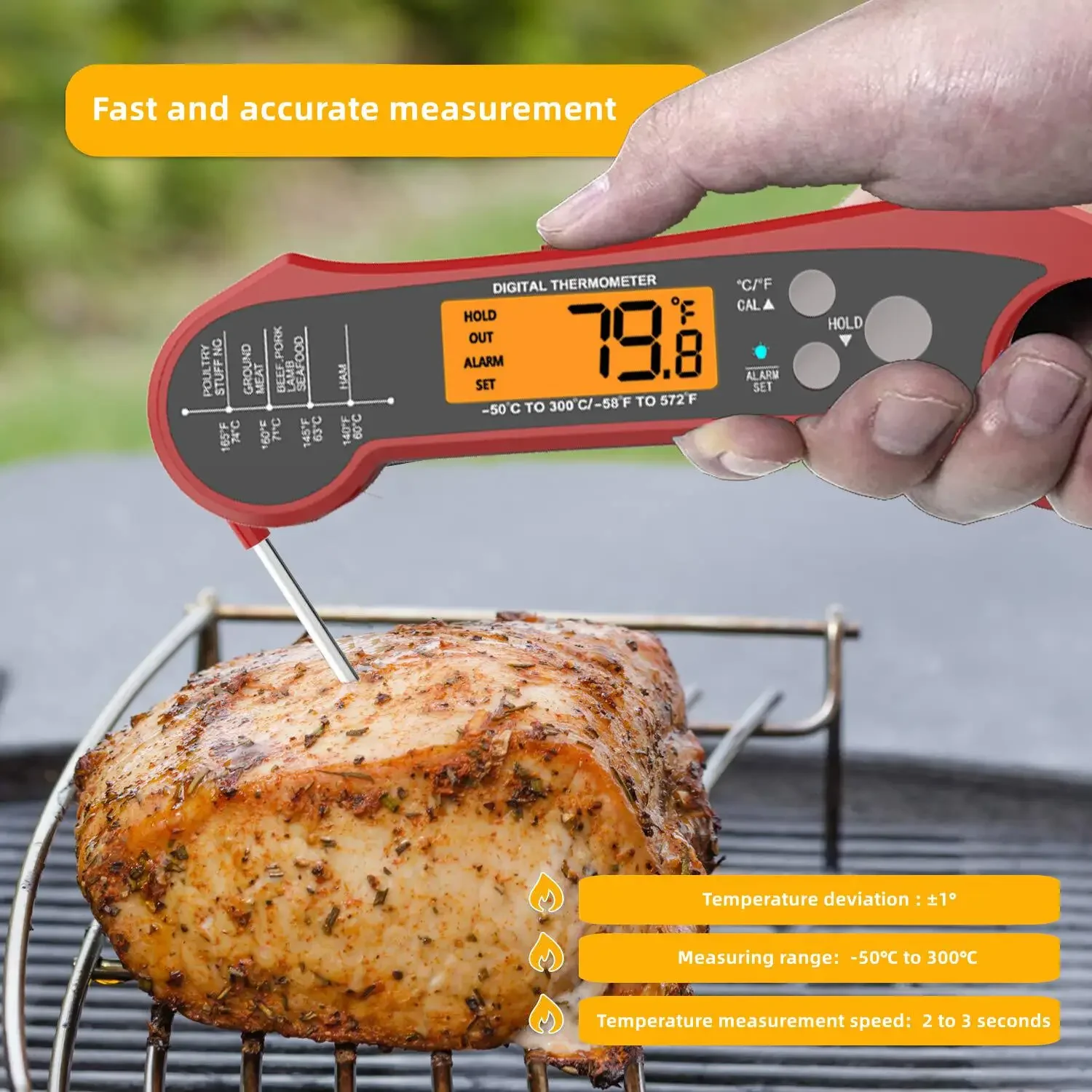 IP7 Double Probe Foldable Digital Thermometer With Probe For Cooking BBQ Barbecue Meat Culinary Grill Food Kitchen Tools Gadgets