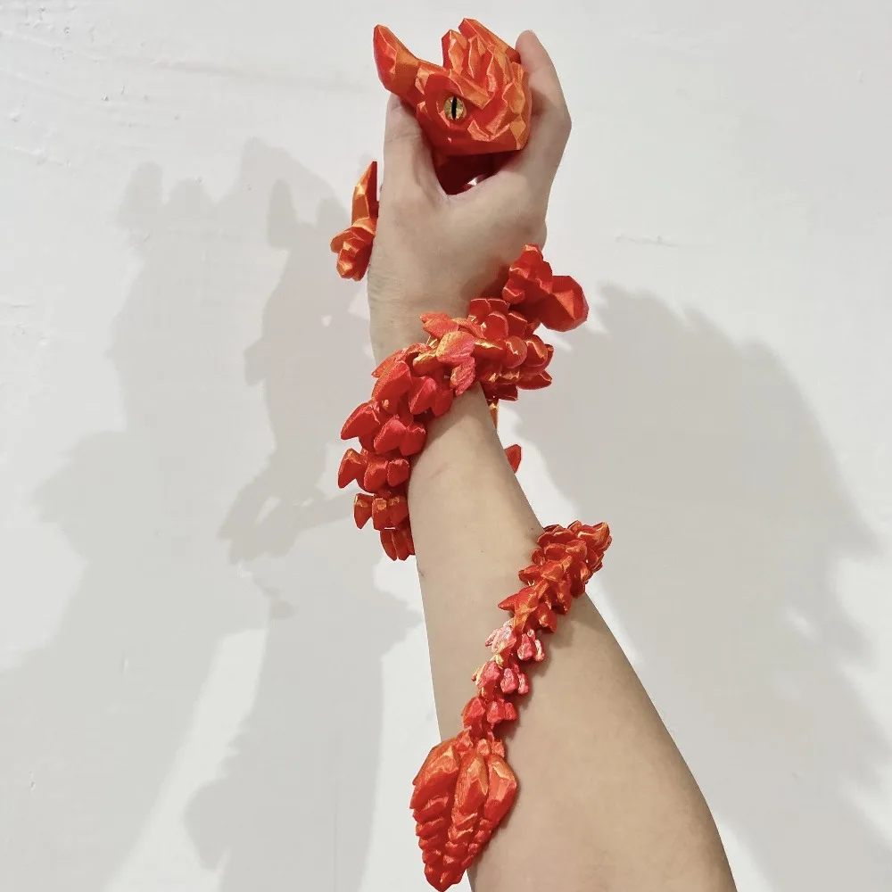 طول 11.8 بوصة ثلاثية الأبعاد مطبوعة مقرن التنين مضيئة التنين المفاصل المنقولة محاكاة نماذج للحيوانات PLA متعدد الألوان تمثال حلية