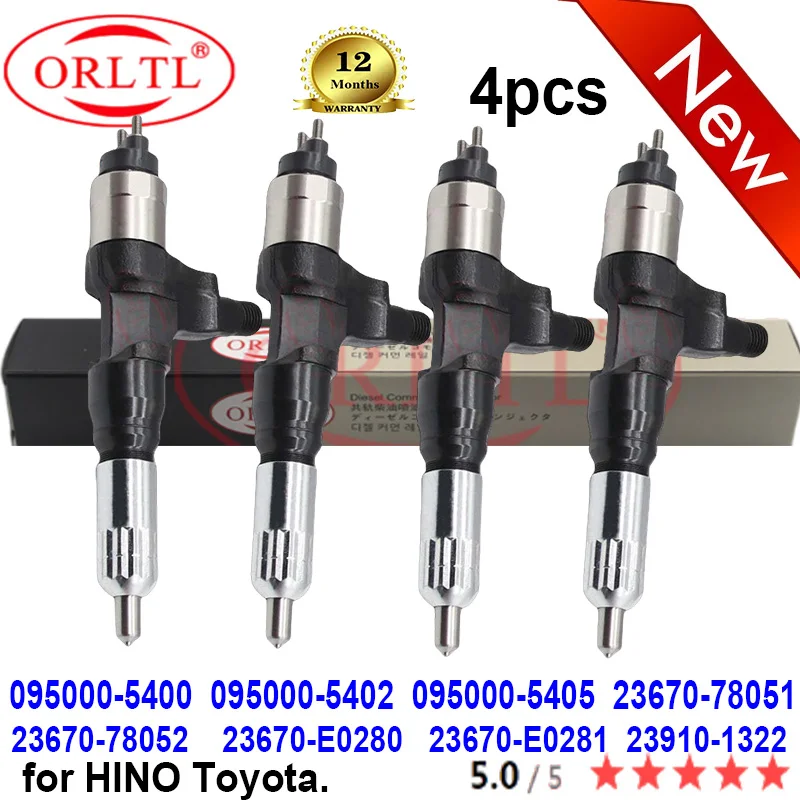 

4PCS Genuine Fuel Injector 23670-78051 23670-78052 23670-E0280 23670-E0281 23910-1322 095000-5400 095000-5402 for HINO Toyota