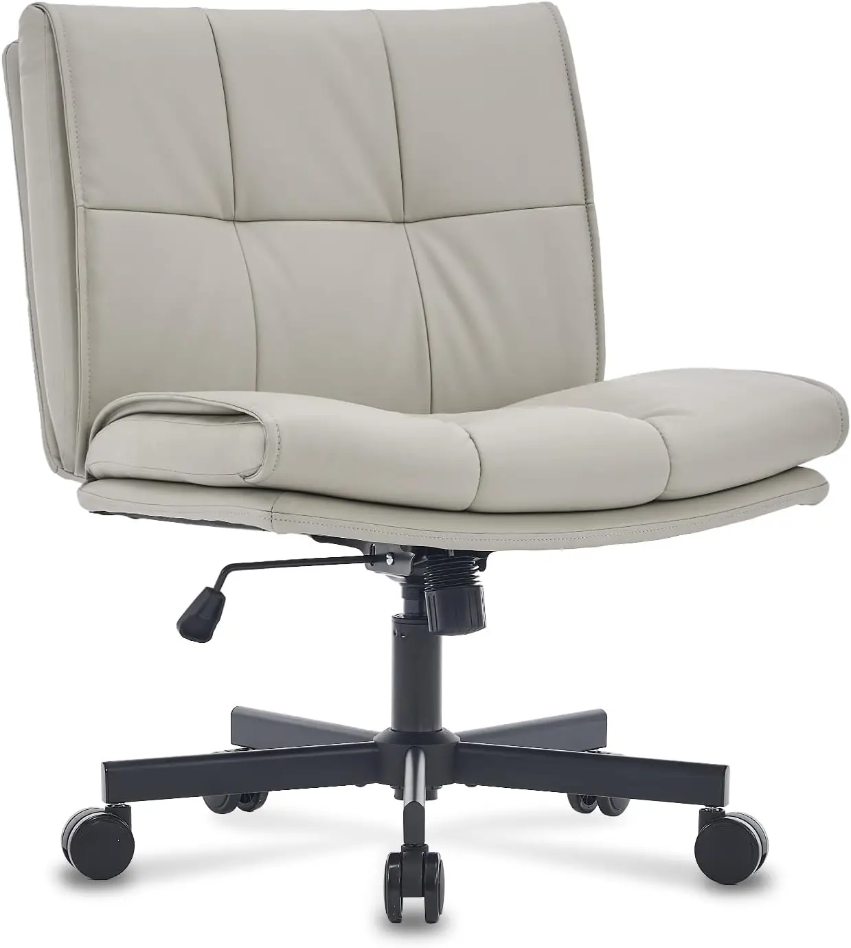 

Criss Cross Legged Office Desk Chair, Wide Seat Armless Swivel Chair