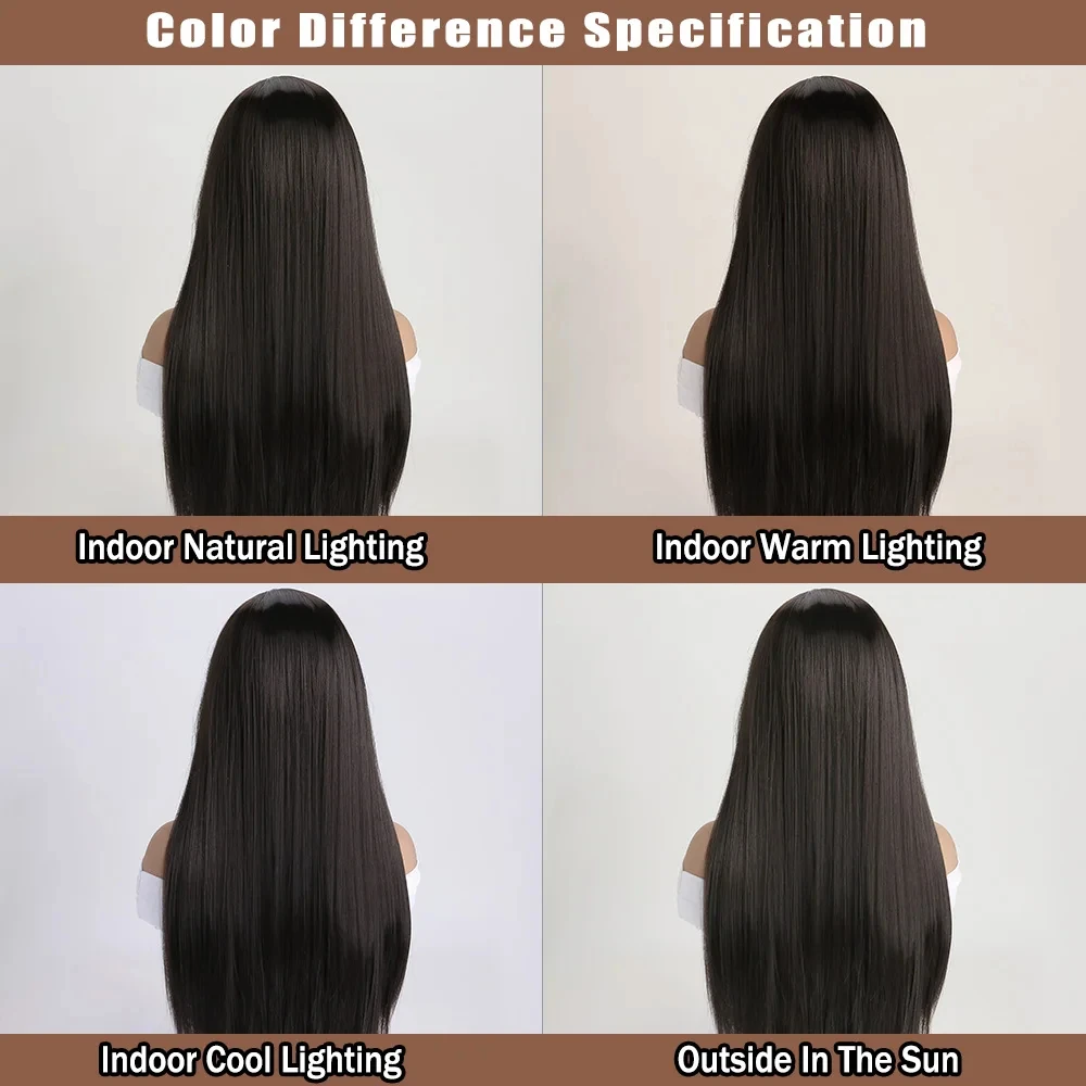 Meistverkaufte 26-Zoll-Synthetikperücke für langes glattes Haar für Halloween-Cosplay, Alltagsperücke, hitzebeständiges Haaraccessoire. – Detail 4