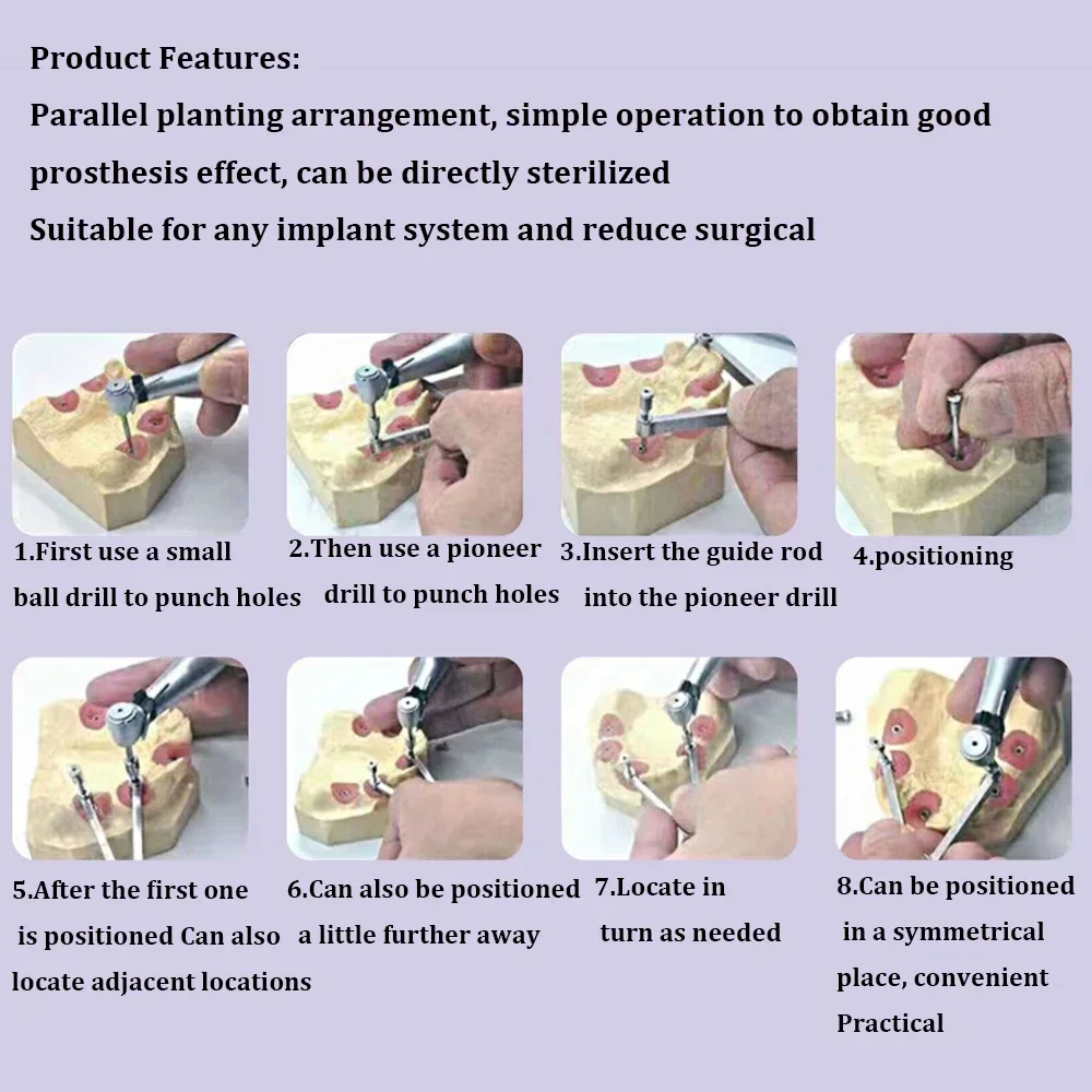 

Dental Implant Guide Tool Kit for Precise Positioning Parallel Dentistry Drill Aid with Locator for Oral Implantation Surgery