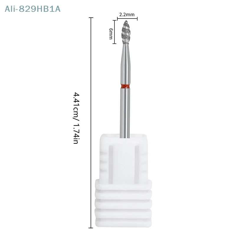 Forets à ongles diamantés en forme de flamme tornade, foret de manucure, fraise distante, accessoires de perceuse, outil de polissage des ongles en spirale