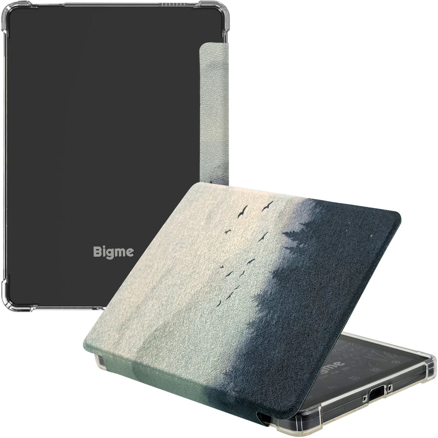 Transparent TPU Back Case for 6'' Bigme B6 Color/Bigme B6 Ultra-Thin Auto Sleep/Wake Cover - Thickened Corners, Magnetic Closure