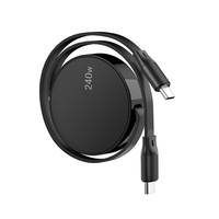 F68B Retractable USB Type C Cable PD240W Fast Charging 480Mbps Data Transfer Adjustable Length Convenient Storage Design