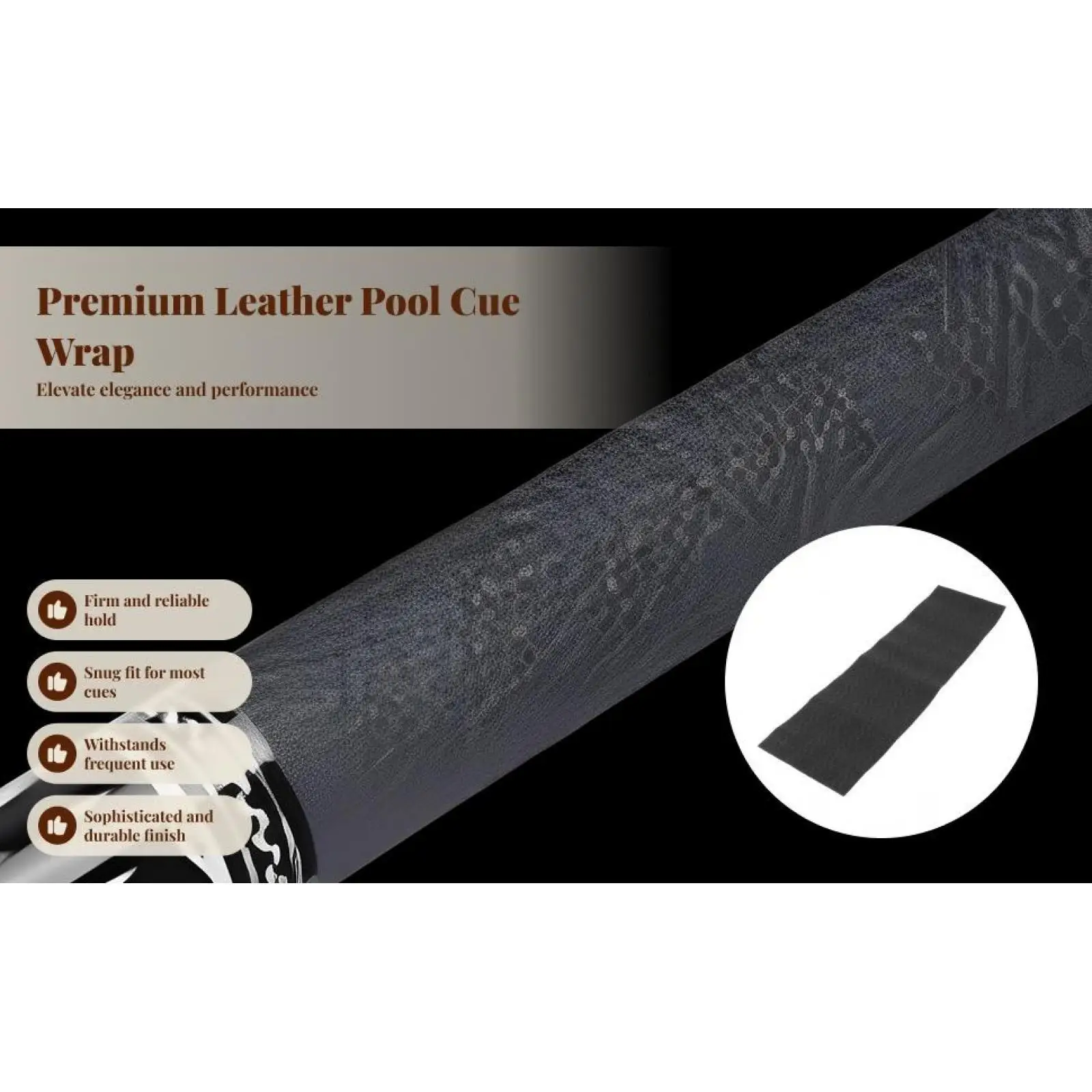 

Leather Pool Cue Grip Wrap Comfortable Billiard Stick Handle Cover Accessory for Cue Billiards Players