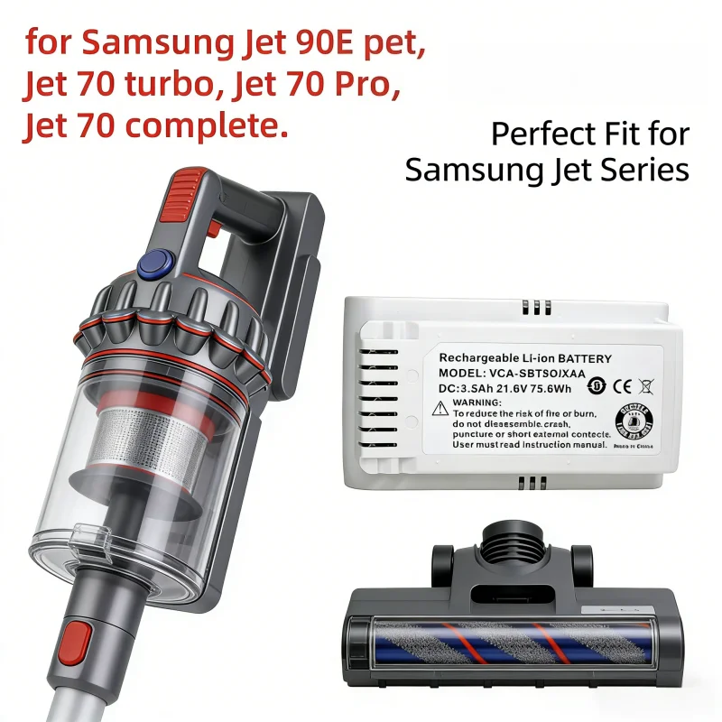 

21.6V 3500mAh Replacement Battery for Samsung Jet 70 Jet 90 Vacuum Cleaner VCA-SBT90E VS15T7032P4 VS15R8542S1 Jet70 Turbo Li-ion