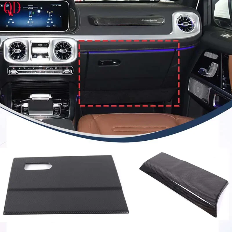 1Pcs Real Carbon Fiber For Mercedes-Benz G-Class W464 2019-2025+car co-driver grocery box panel cover decoration Car accessories