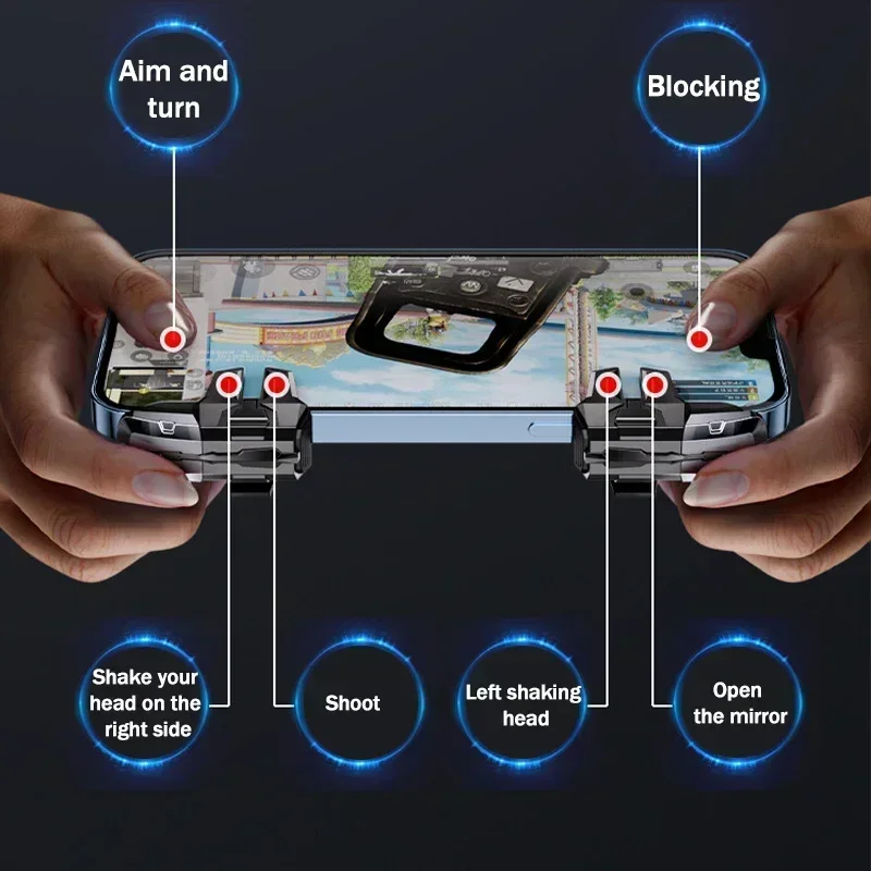 M01 6 أصابع لعبة الهاتف المحمول الزناد الهدف الحساسة مطلق النار L1 R1 مفتاح زر غمبد تحكم ل IOS أندرويد العالمي PUBG #5