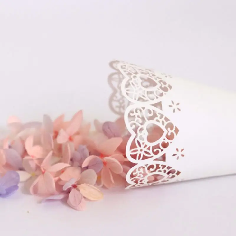 50 Uds. conos confeti cortados con láser, corazón amor, encaje, dulces, recuerdos fiesta boda
