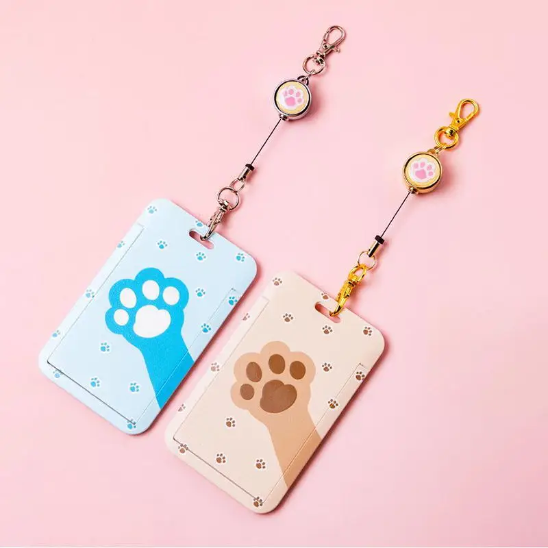 Cute Multifunctional Card Holder With Cartoon Cat Paw Pattern Card Student Card Protective Case Worker Brand Access Card Holder