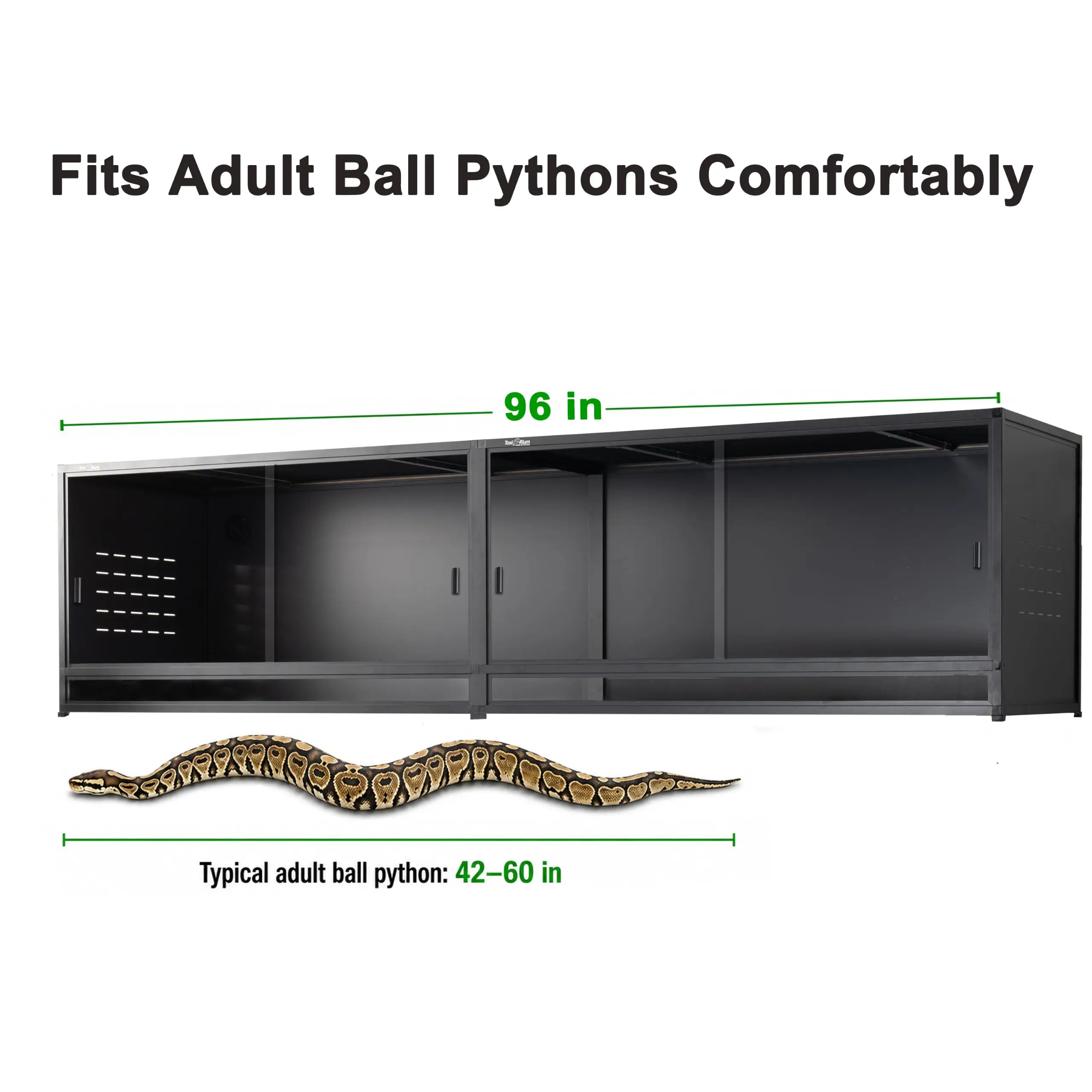 8FT PVC Reptile Enclosure 8x2x2FT, 240 Gallon Modular Expandable Terrarium with Tempered Glass Front Opening Sliding