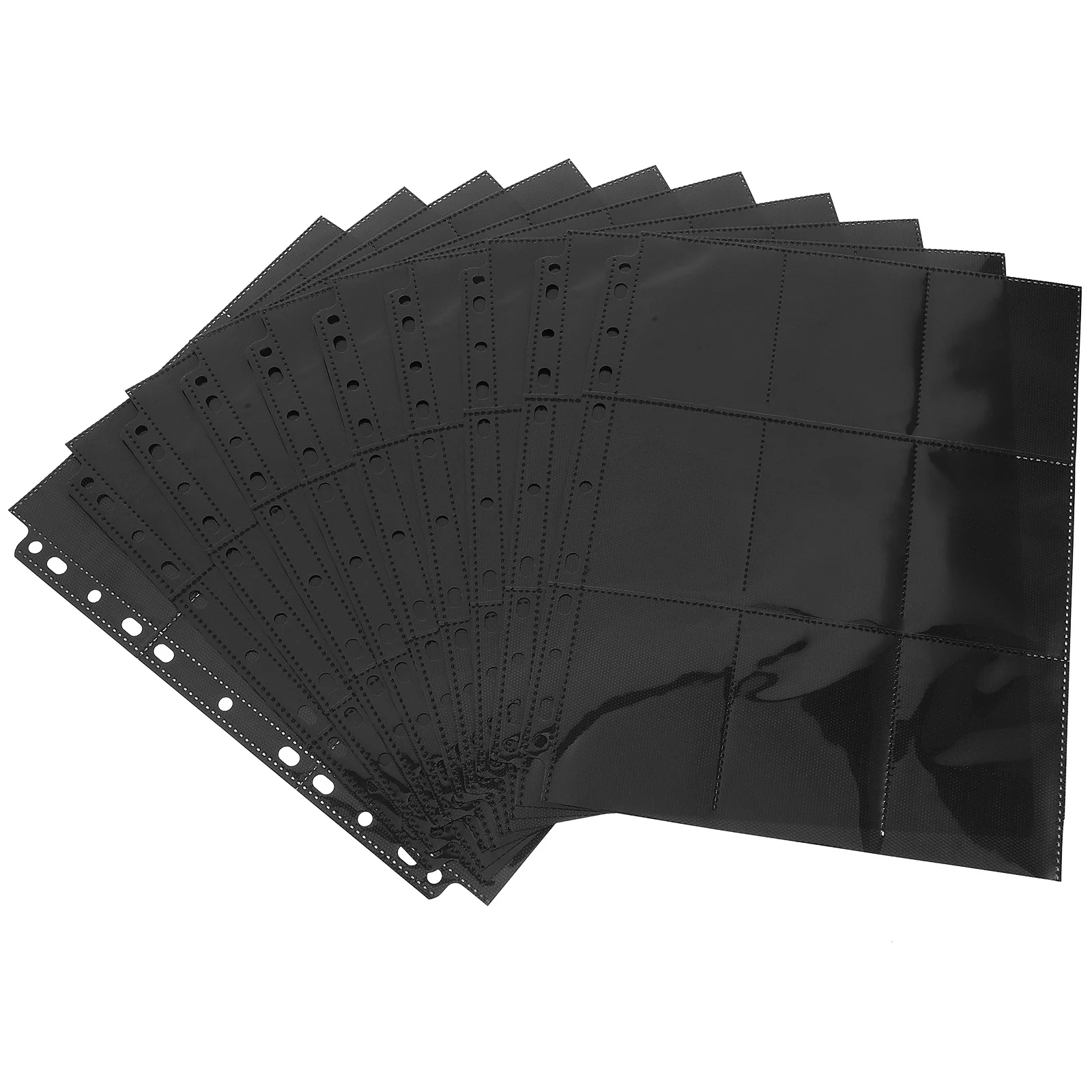 10 Sheets 18 Pocket Card Sleeves PVC Material Standard Size Card Holders Cards Pocket Binder Cards Sleeve