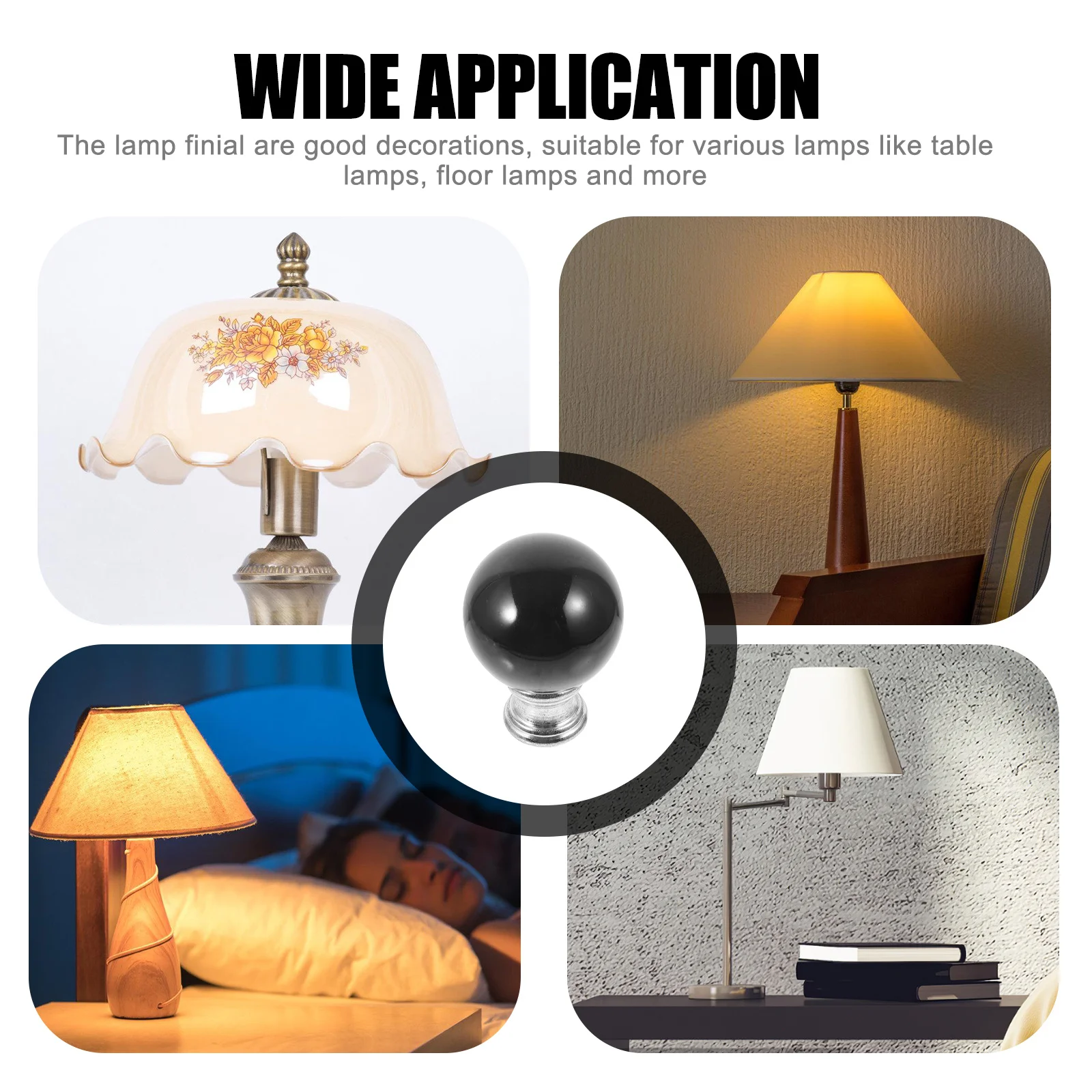 

Lamp Finial Knob Decorative Ball Cap for Table Floor Desk Lamp Shade Elegant Look Smooth Lightweight Easy Install