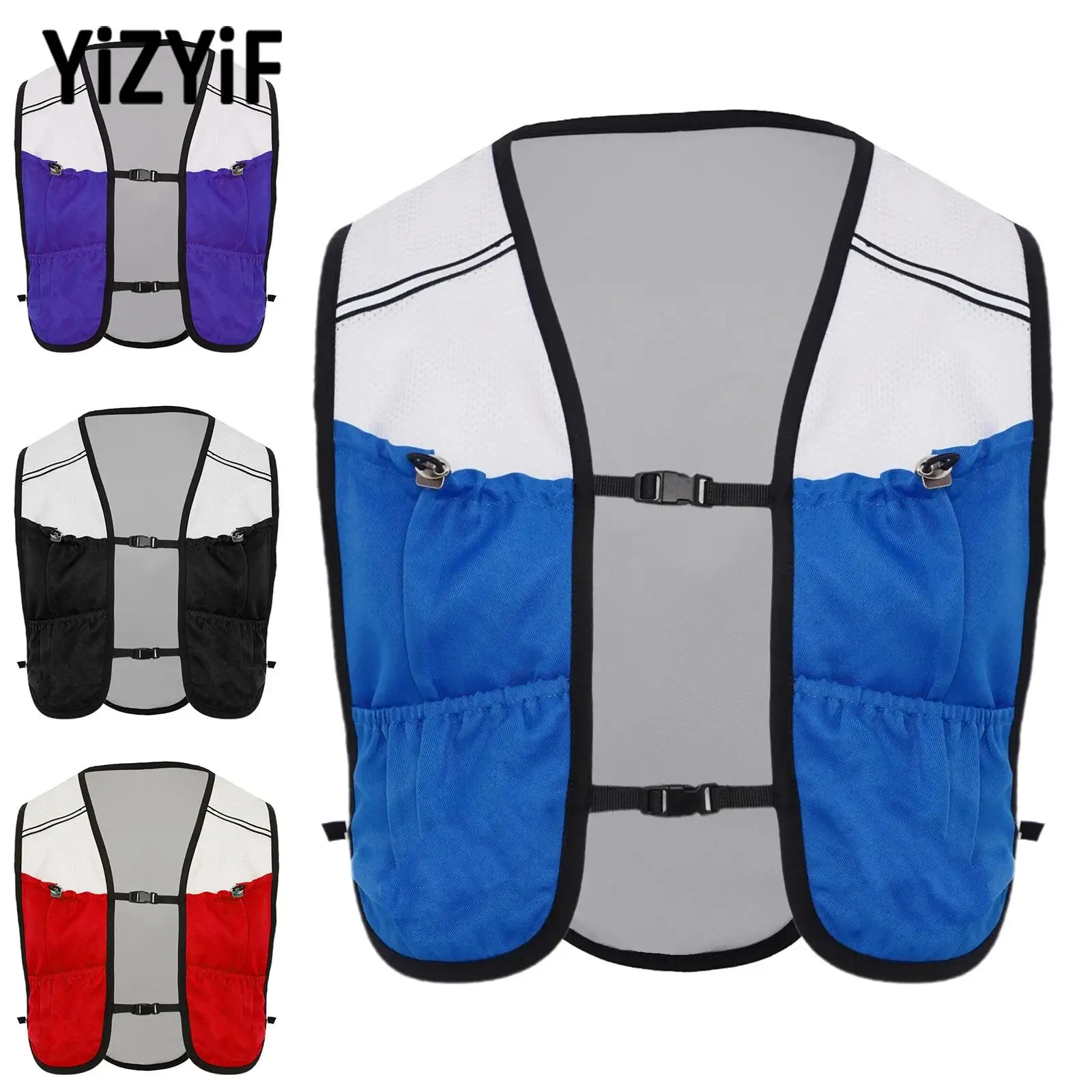 

Unisex Adults Running Cycling Camping Vest Costume Reflective Warning Strip Sleeveless Top with Pockets Sportswear Active Wear