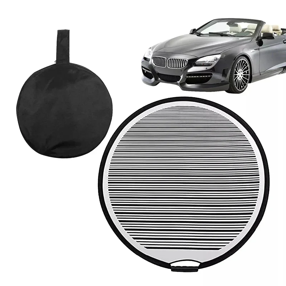 80cm Circular Striped Foldable Lined Light Reflector Board Round Dent Panel Vehicle Scratch Hail Damages Car Check Tool