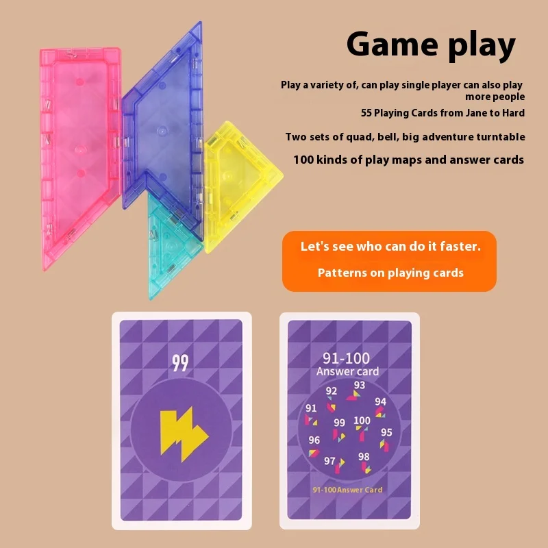 لغز مغناطيسي مكون من أربع قطع، تنمية فكرية للأطفال، تدريب على التفكير، ألعاب مكعبات البناء الإبداعية