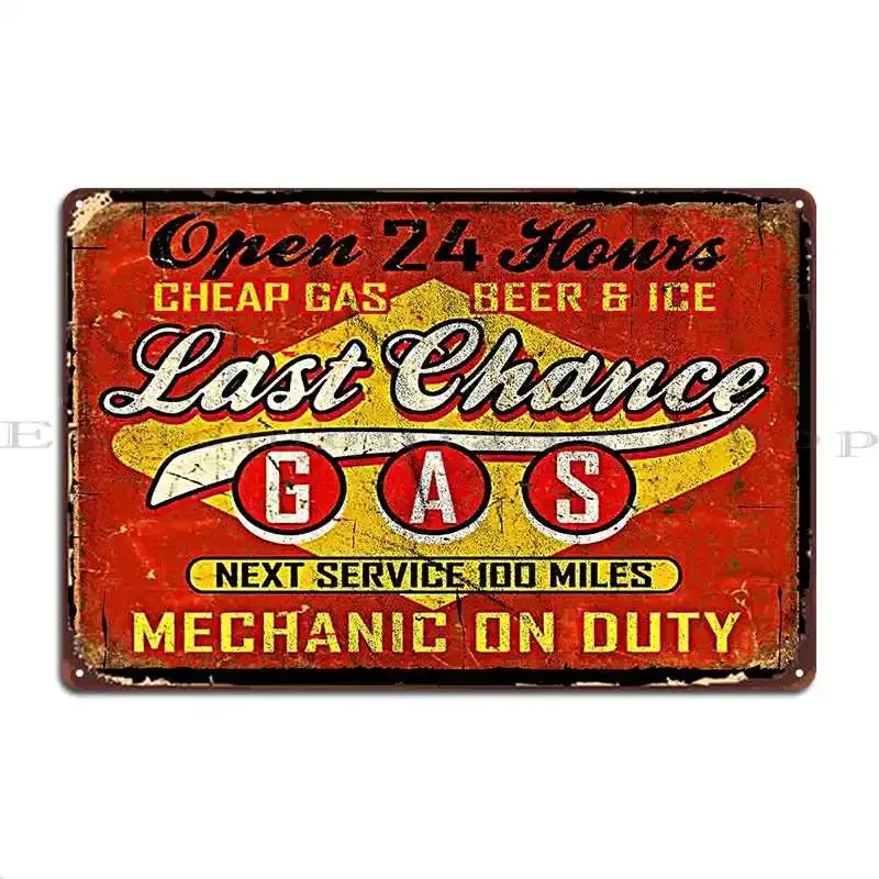 Last Chance Gas Sign Worn Metal Sign Retro Plaques Living Room Wall Designs Tin Sign Poster