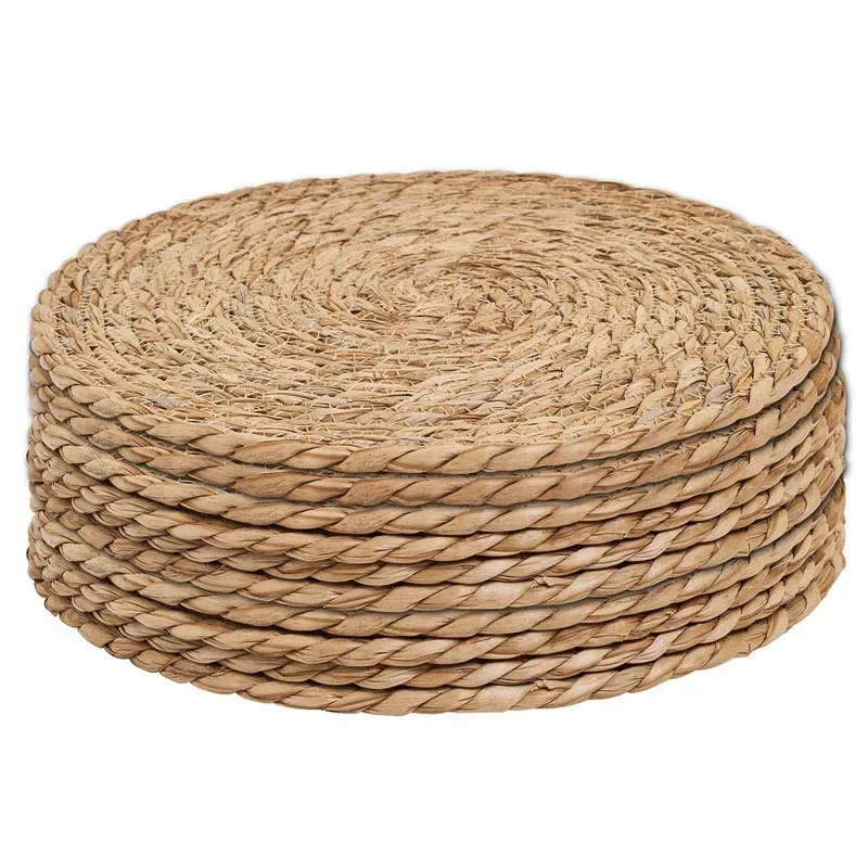 

Hand-woven wicker placemats, round heat-insulated placemats, natural woven table mats for dining room, wedding and home