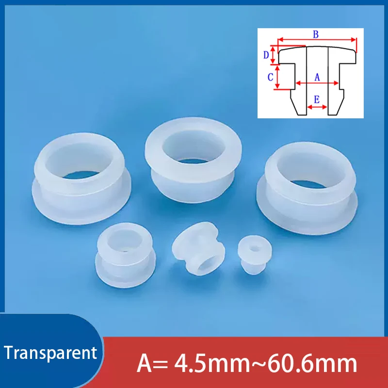 

1pc Transparent Rubber Silicone Snap-on Through Hole Plugs Caps Wire Cable Wiring Protect Bushes Sealed Gasket A=4.5mm~60.6mm