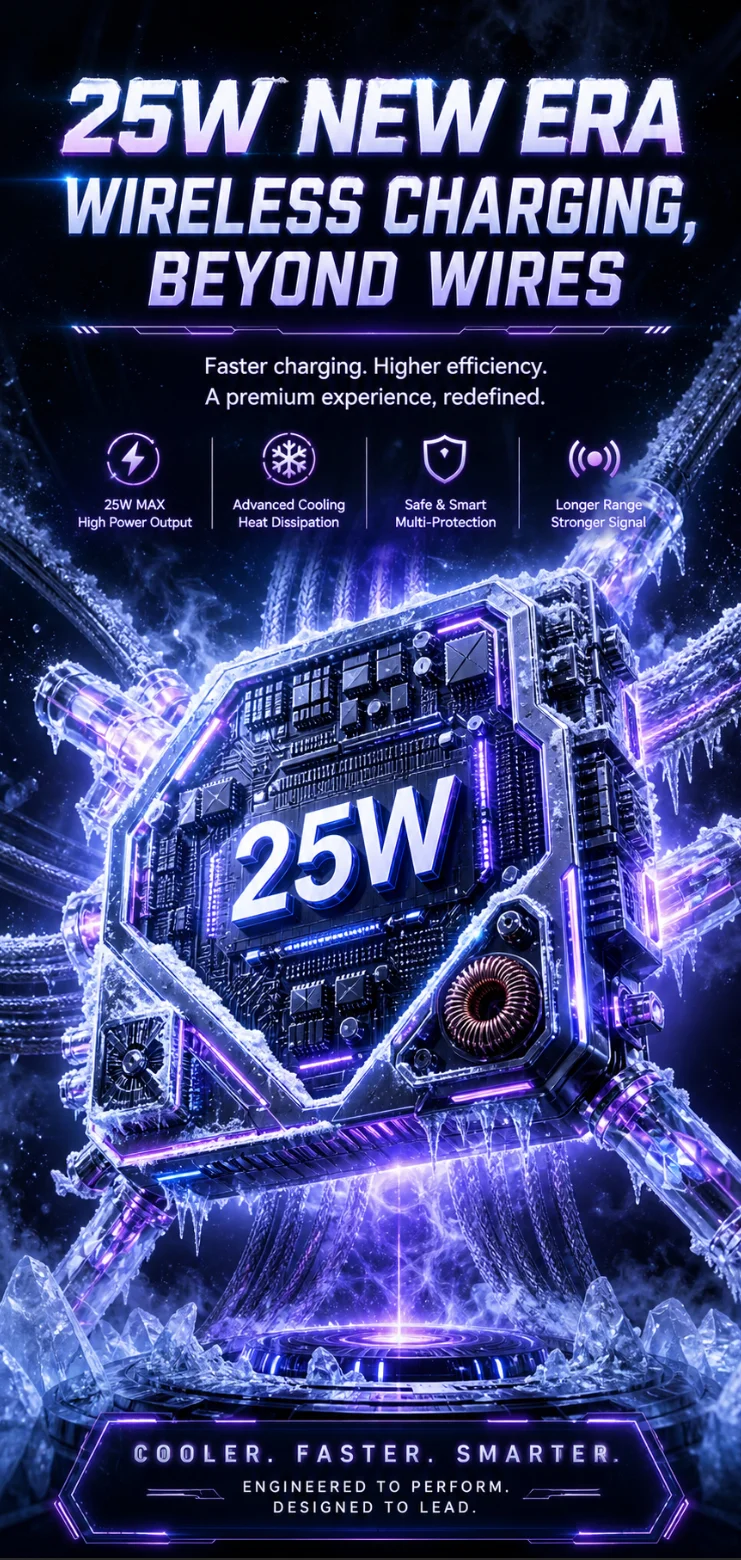 Qi2.2 Magnetisches Kabelloses Ladegerät Auto-Handyhalterung 25W Schnellladung mit Kühlventilator für iPhone 17 Pro Max 16 15 Huawei Ständer – Detail 4