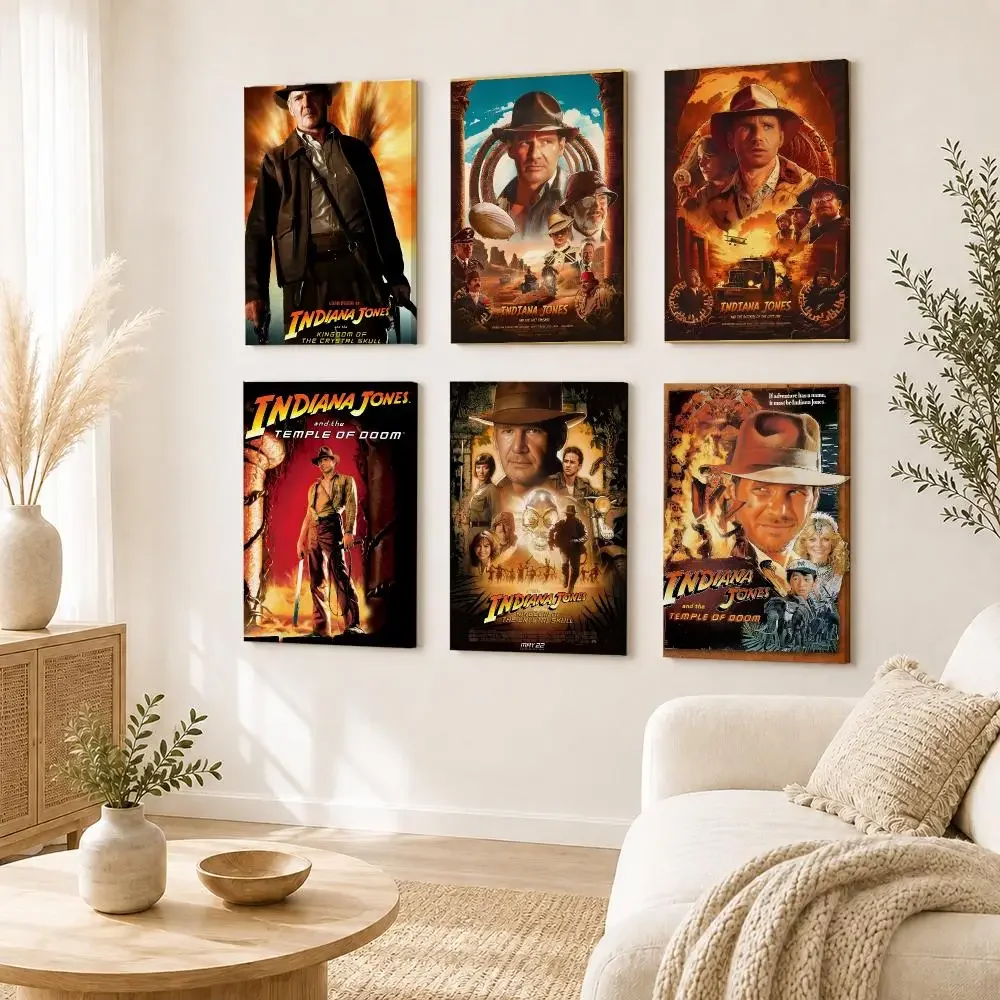 Movie Treasure Hunt Retro Movie I-Indiana J-Jones Poster Self Adhesive Wall Art Decor for Bedroom Living Room Office Home