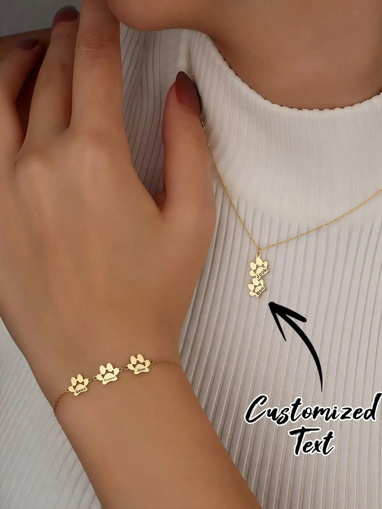 Collar y Pulsera con Grabado Personalizado, Pulsera de Cadena de Acero Inoxidable de 10 mm para Hombre, Colgante con Emblema Militar Personalizado para Mujer