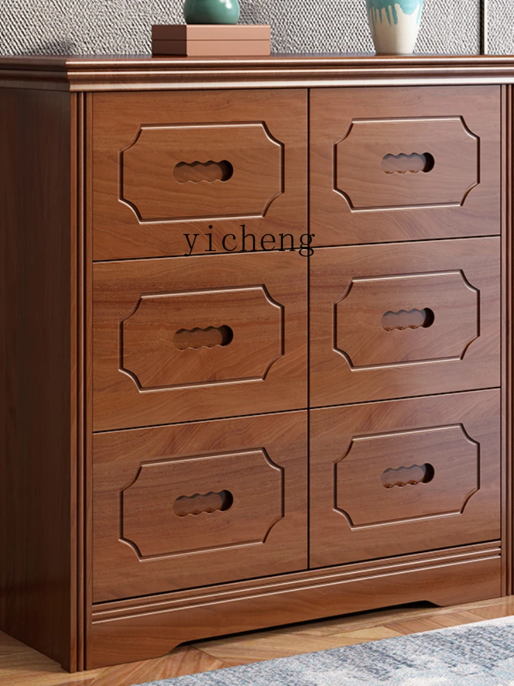 XC Solid Wood Chest of Drawers High-End Simple Modern Living Room Wall Locker Drawer Storage Cabinet Combination