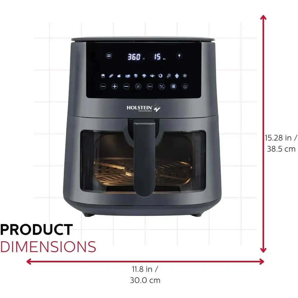 디지털 에어 프라이어 7.6QT(보기 창 포함) 7가지 사전 설정 옵션 타이머 자동 차단 논스틱 바구니 더 건강한 요리