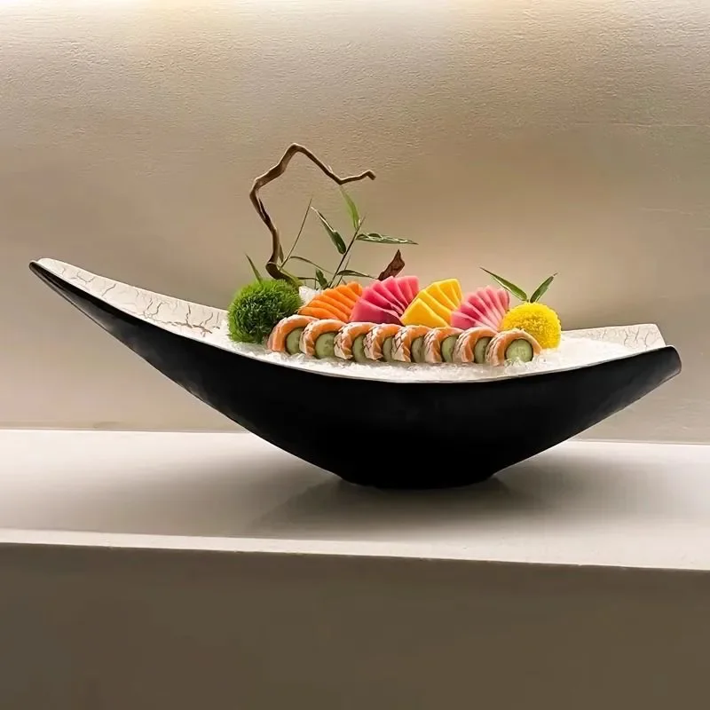 Creative Salmon Sashimi Plate Ice Tray For Seafood Presentation Deep Sea Fish Carving Display Japanese Style Tableware Hot